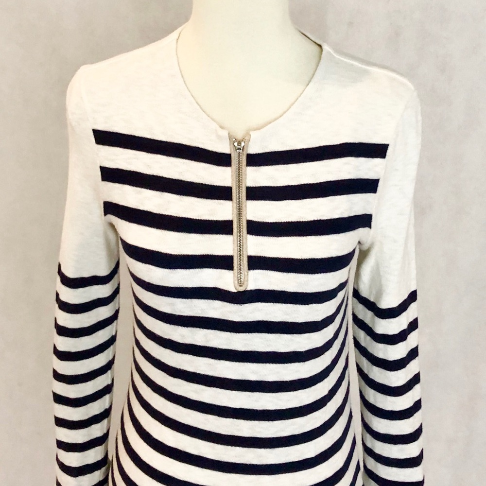 CELINE Striped Cotton Long Sleeve Mini Dress - Picture 3 of 7